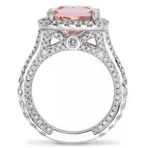 New 5 Ct Pink Topaz Diamond Halo Engagement Ring